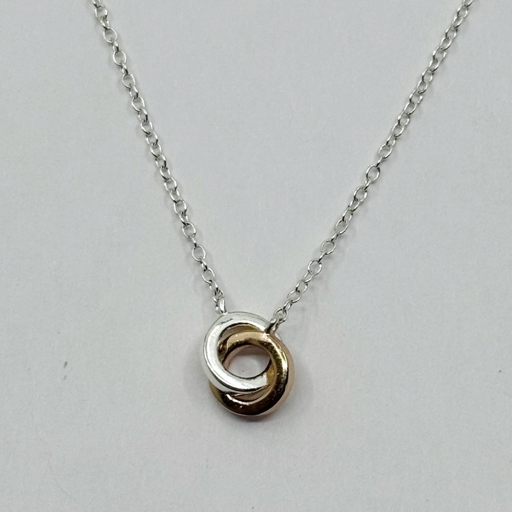 Sterling Silver Interlocking Circle Pendant Neckl… - image 2